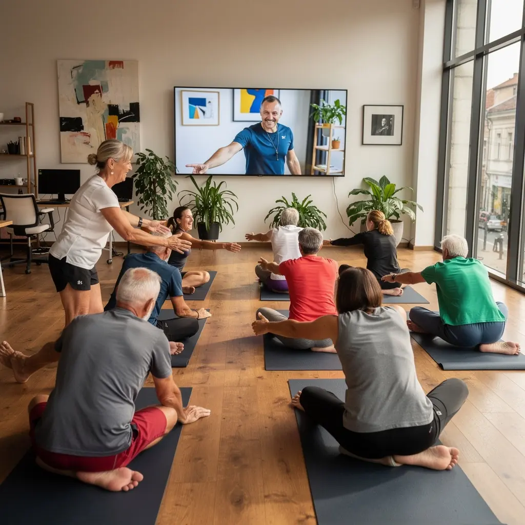 Статистика за подобряване на гъвкавостта, показана на екран по време на онлайн сесия.