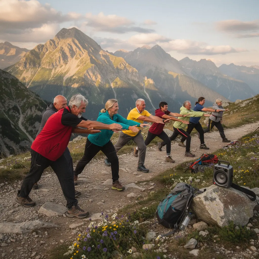 Усмихната жена, която участва в онлайн клас по фитнес, облечена в удобни спортни дрехи.